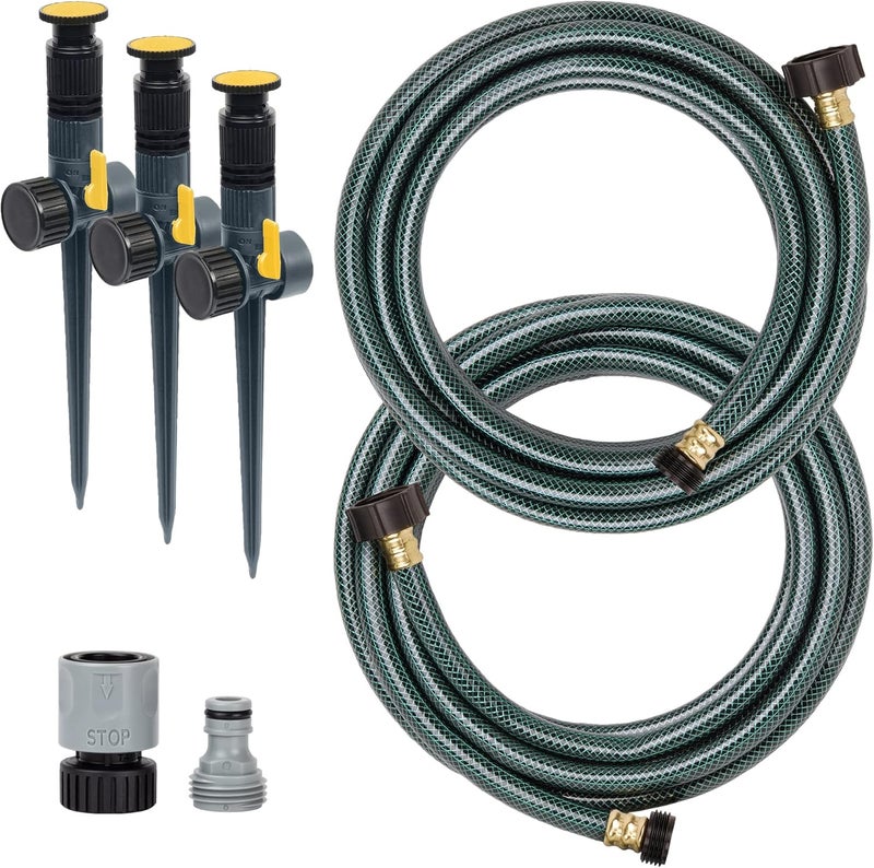Melnor 65191AMZ Adjustable Spike Set Sprinkler Bundle, Green, Yellow - Image 1